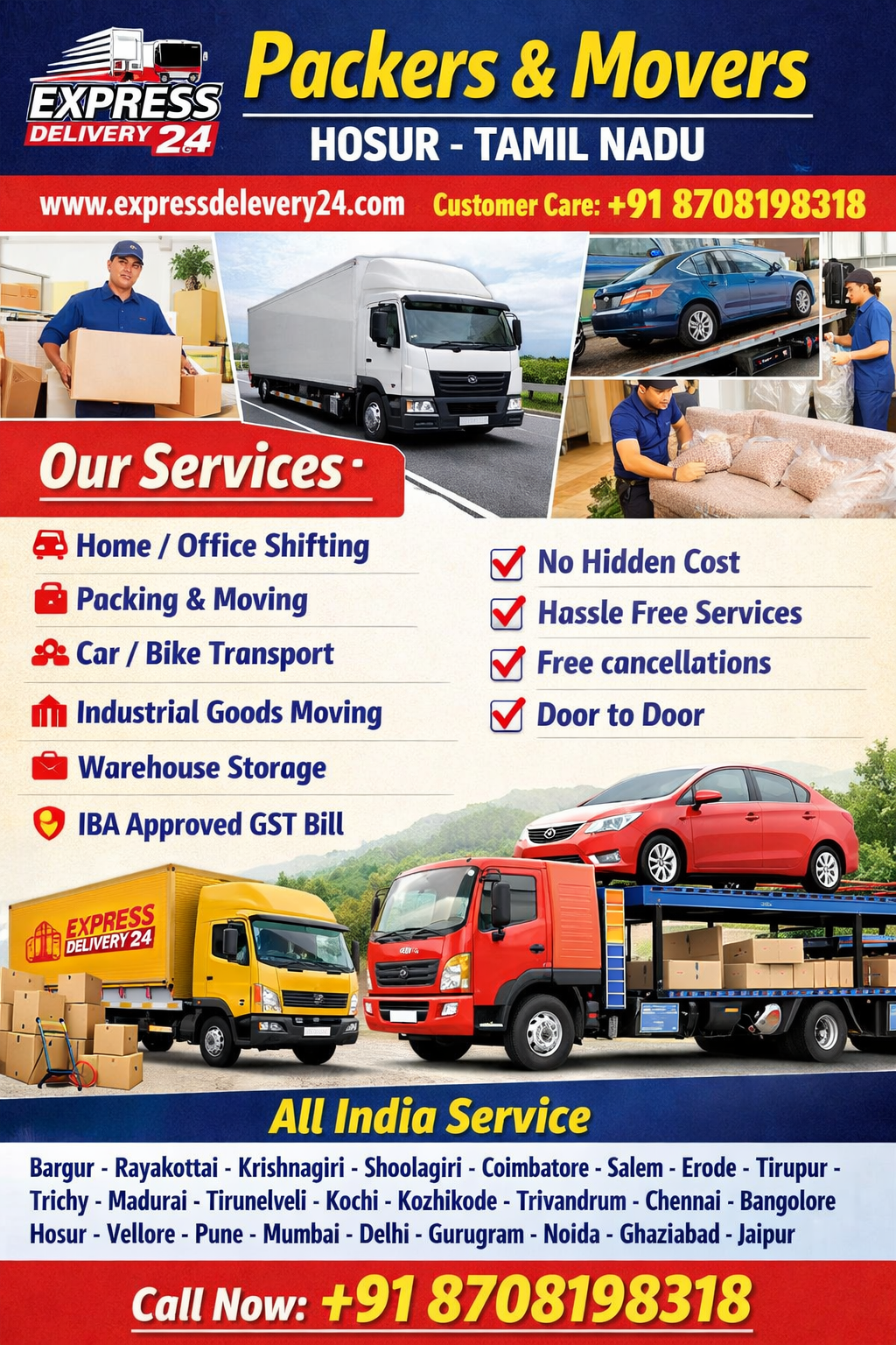 PACKERS AND MOVERS IN HOSUR, 8708198318