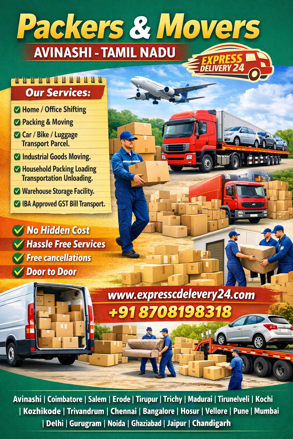 PACKERS AND MOVERS IN AVINASHI, 8708198318