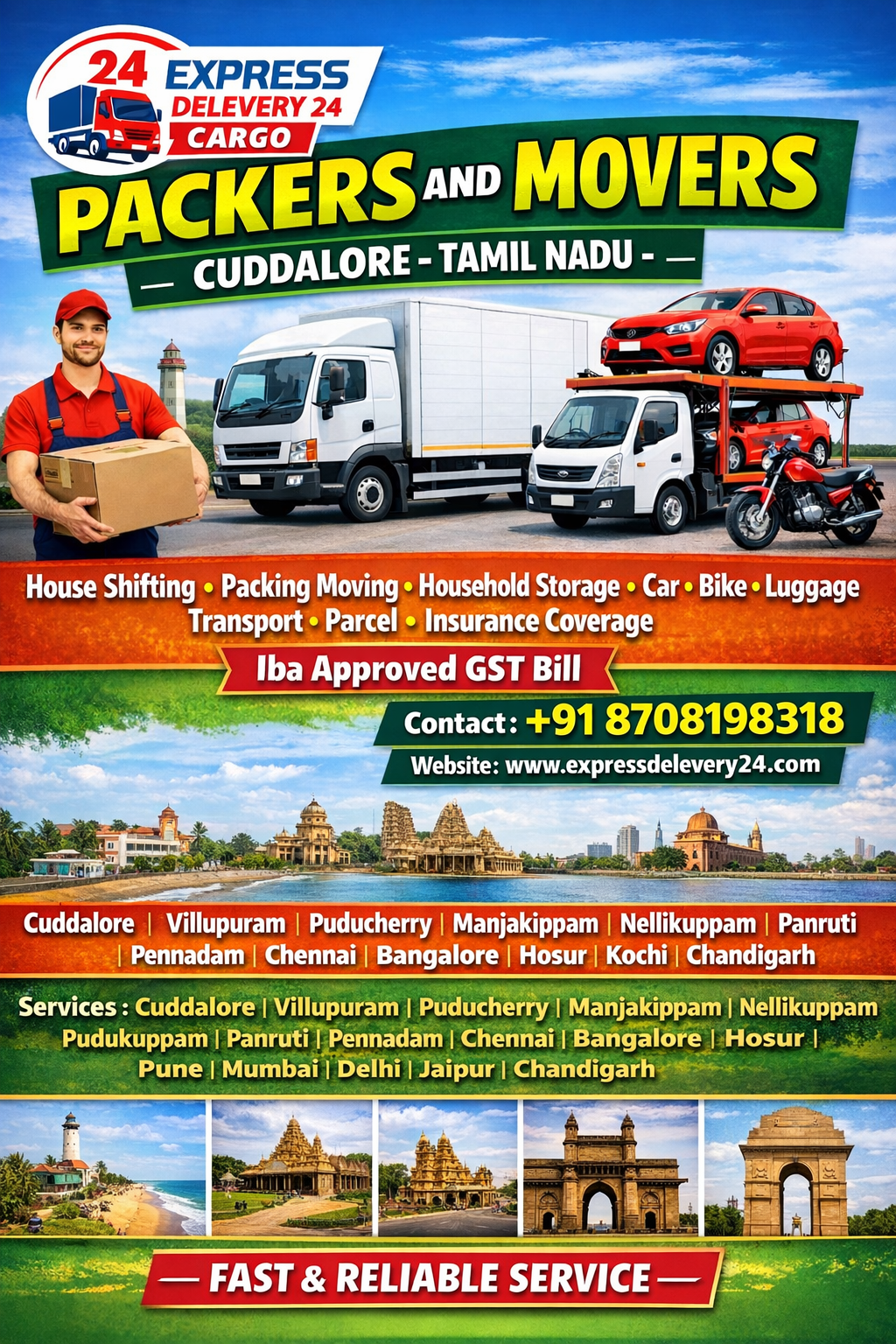 PACKERS AND MOVERS IN CUDDALORE, 8708198318