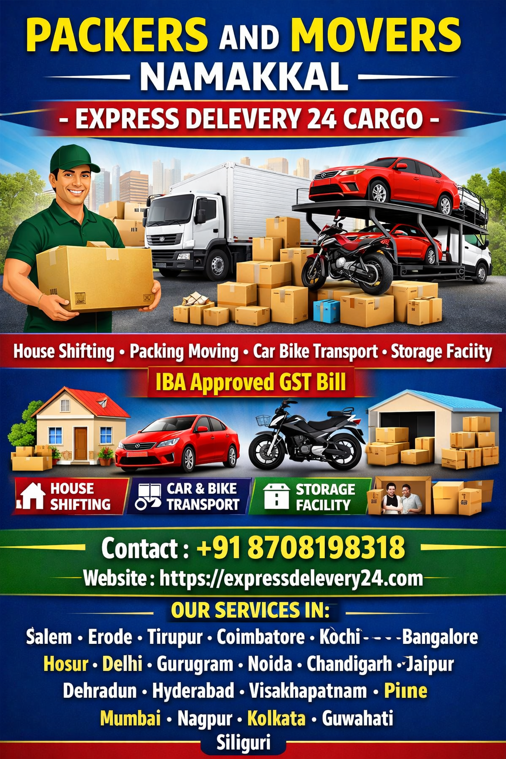 Packers and Movers Namakkal, 8708198318 | House Shifting Services – Express Delevery 24 Cargo