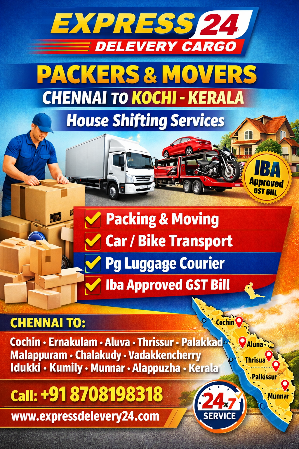 CHENNAI TO KOCHI PACKERS AND MOVERS PRICE 