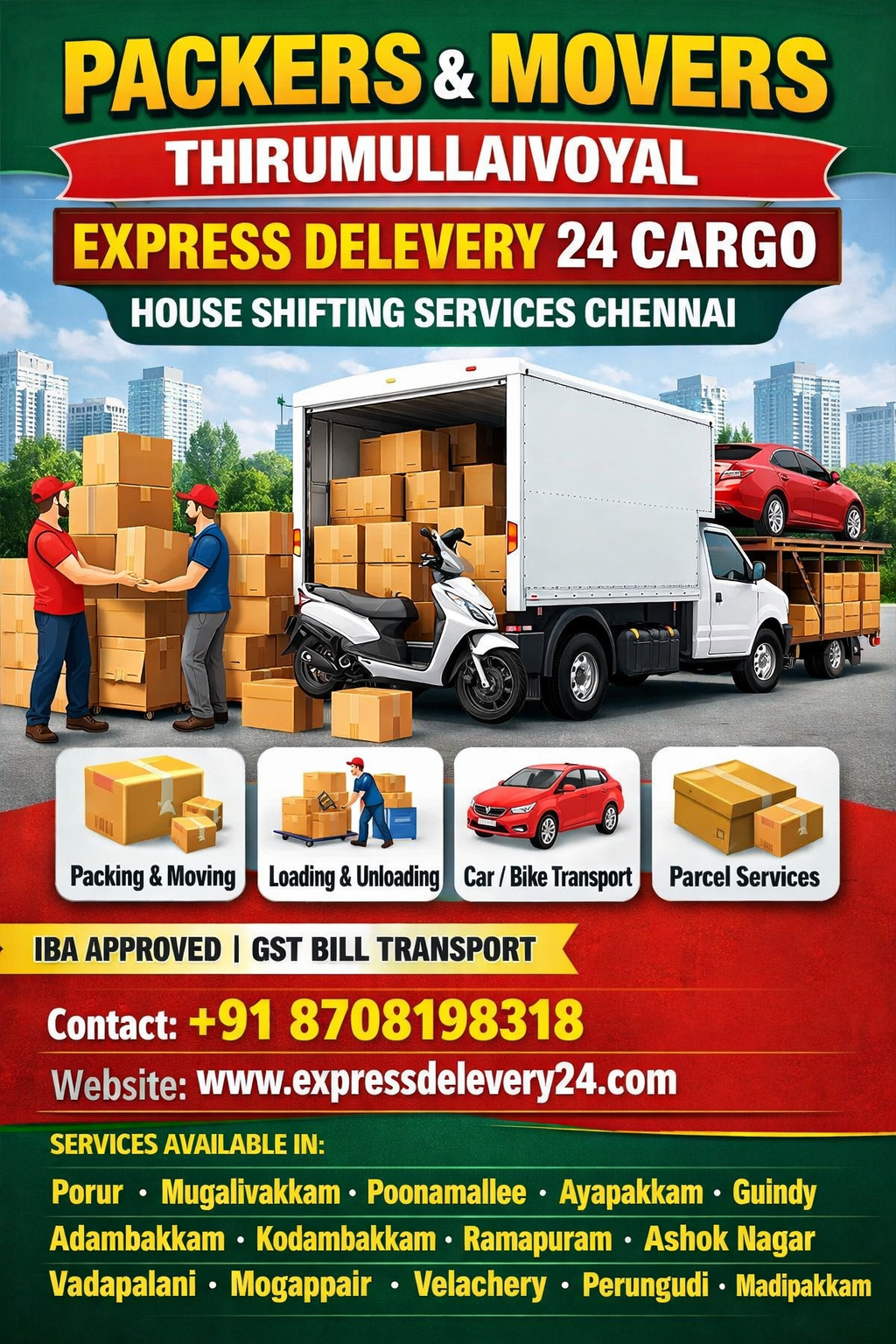 PACKERS AND MOVERS IN THIRUMULLAIVOYAL, 8708198318