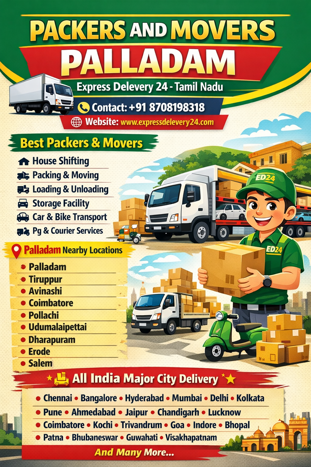 Packers and Movers Palladam, 8708198318 | House Shifting Services – Chennai Express Delevery 24 Cargo