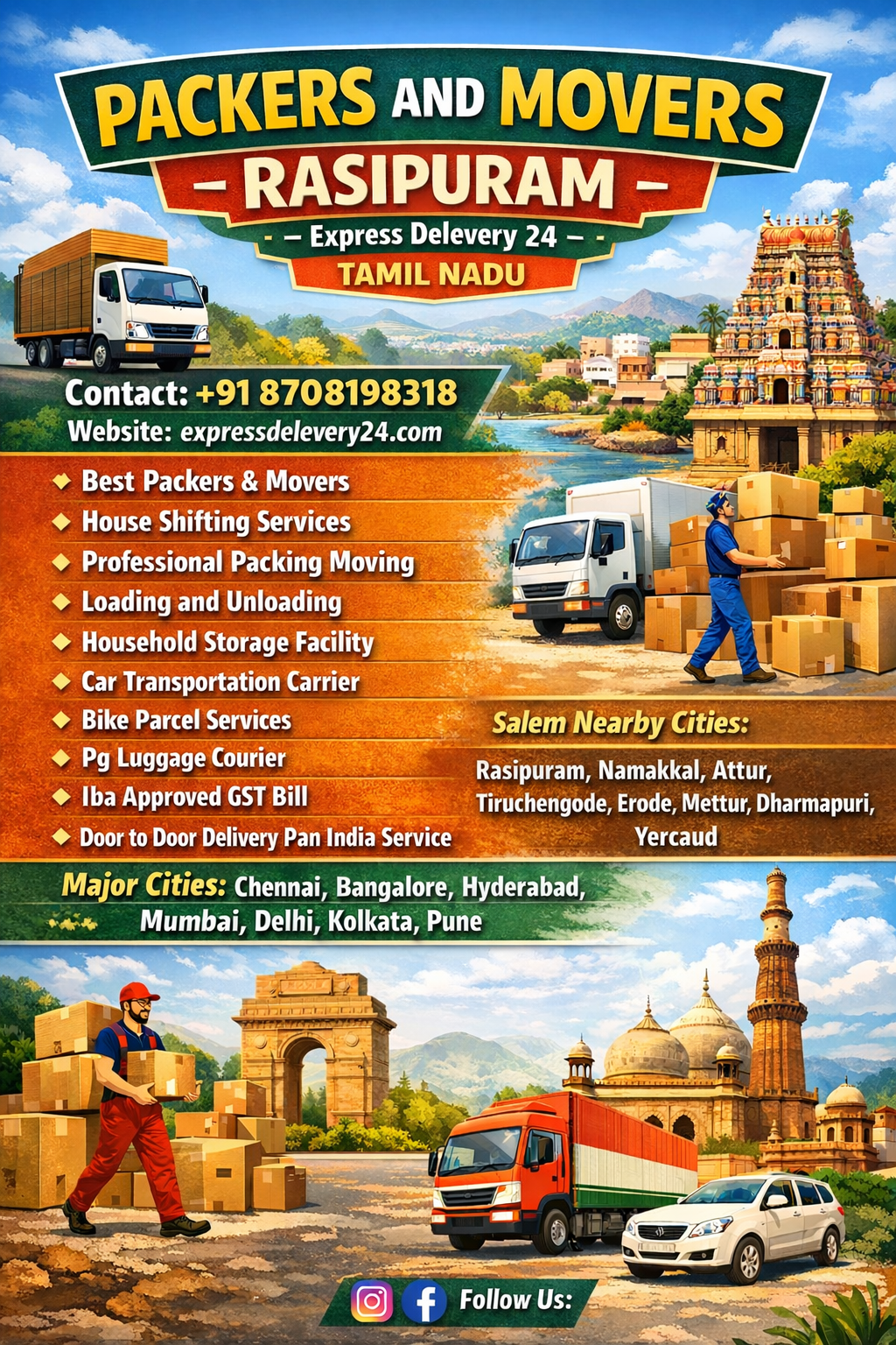 Best Packers and Movers Rasipuram, 8708198318 | House Shifting Services – Express Delevery 24 Cargo