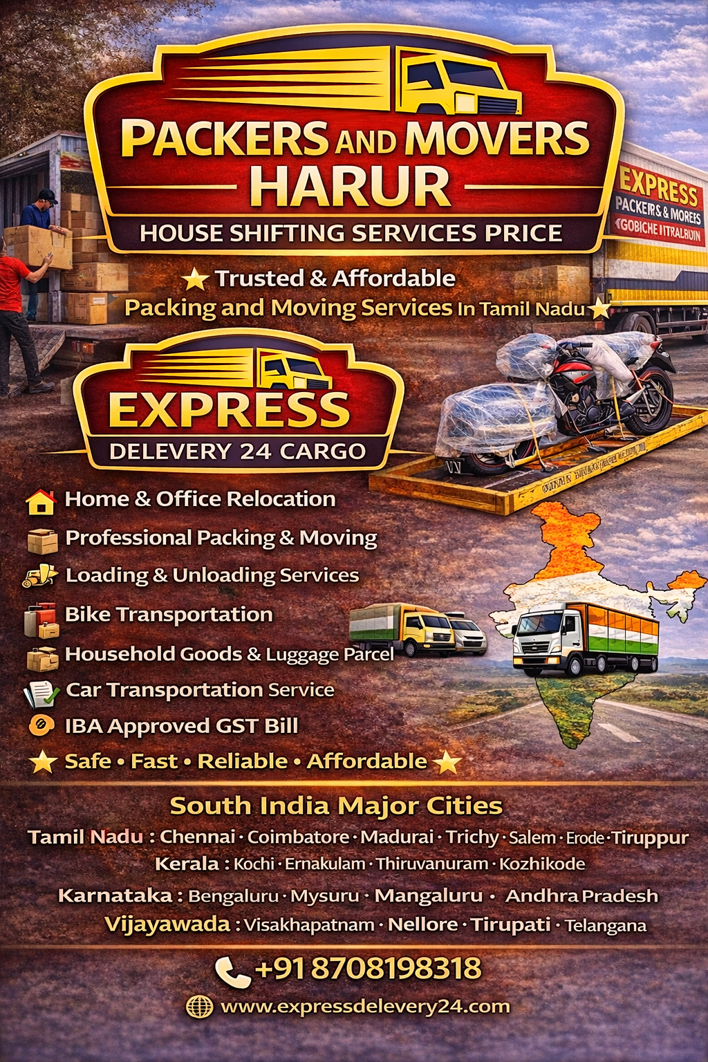 PACKERS AND MOVERS IN HARUR, 8708198318