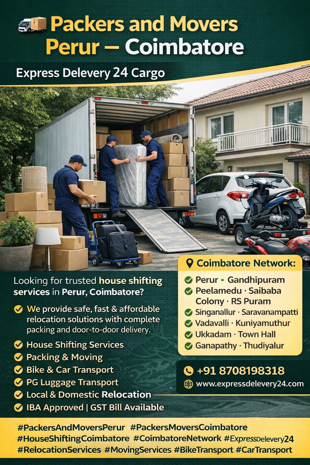 Packers and Movers Perur, 8708198318 – Coimbatore | House Shifting Services | Express Delevery 24