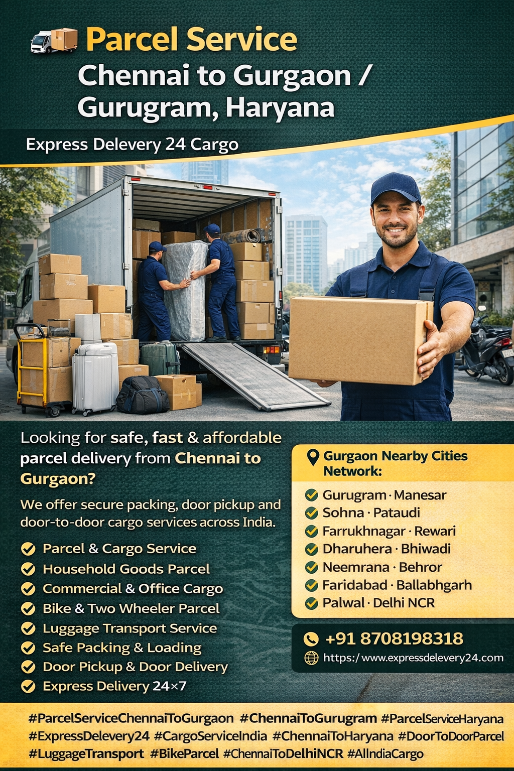 Parcel Service Chennai to Gurgaon | Gurugram Haryana | Express Delevery 24 Cargo