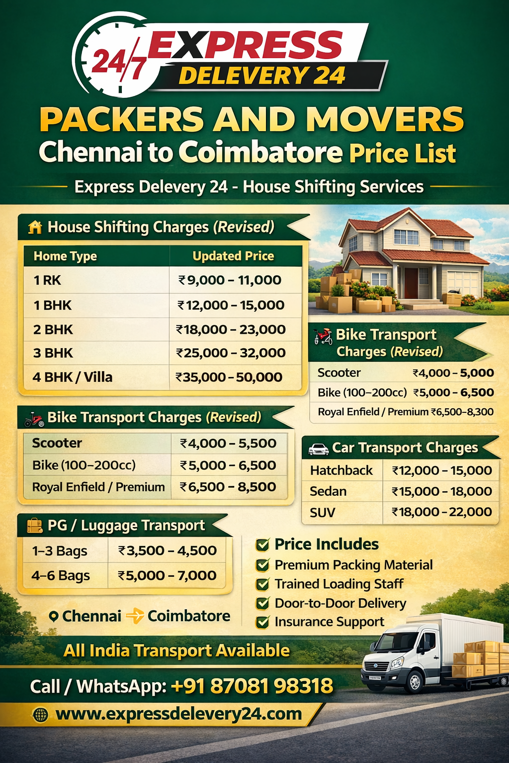 Packers and Movers Chennai to Coimbatore | Car Bike Luggage Transport 