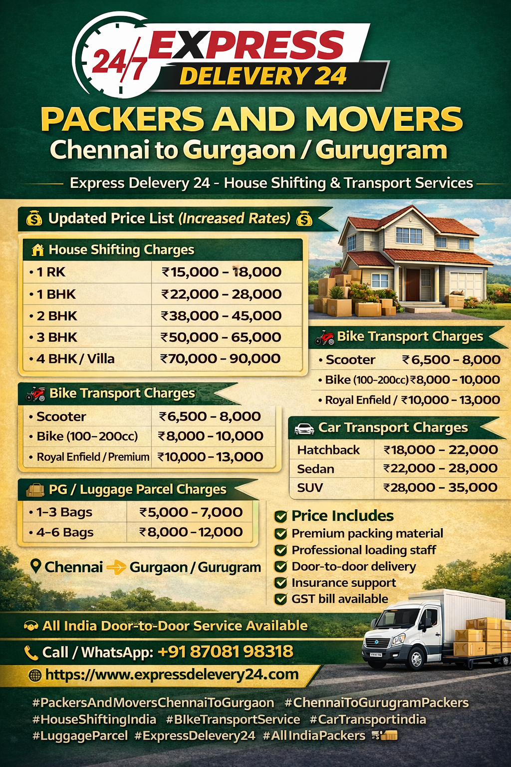 Packers and Movers Chennai to Gurgaon | Home & Office Relocation 