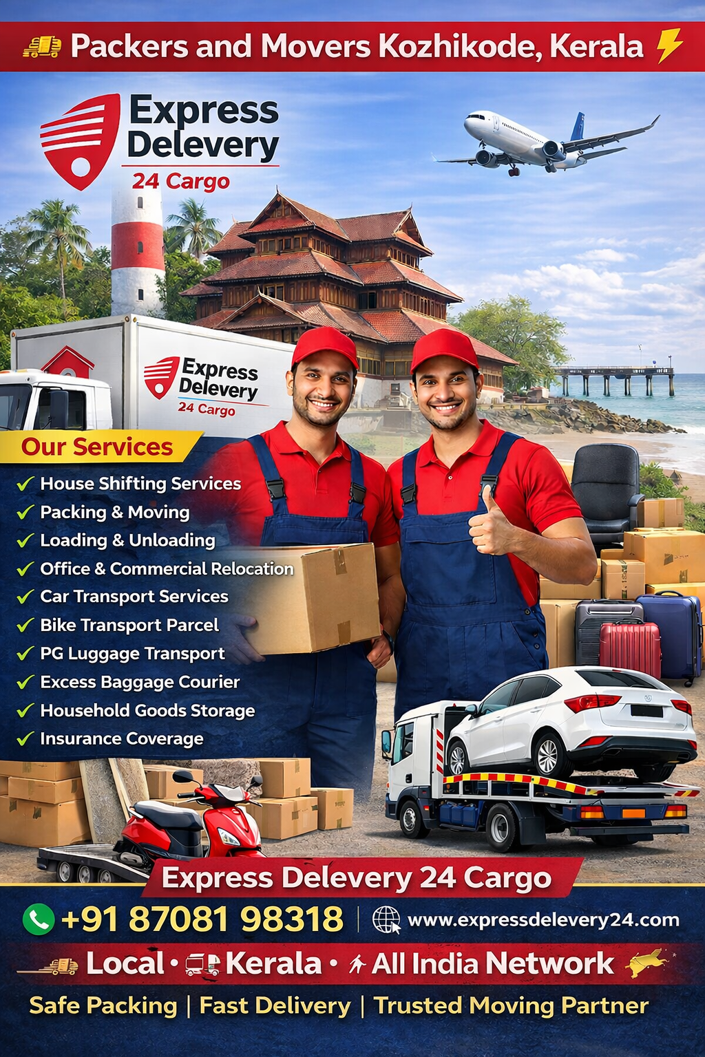 PACKERS AND MOVERS IN KOZHIKODE, 8708198318 KERALA 