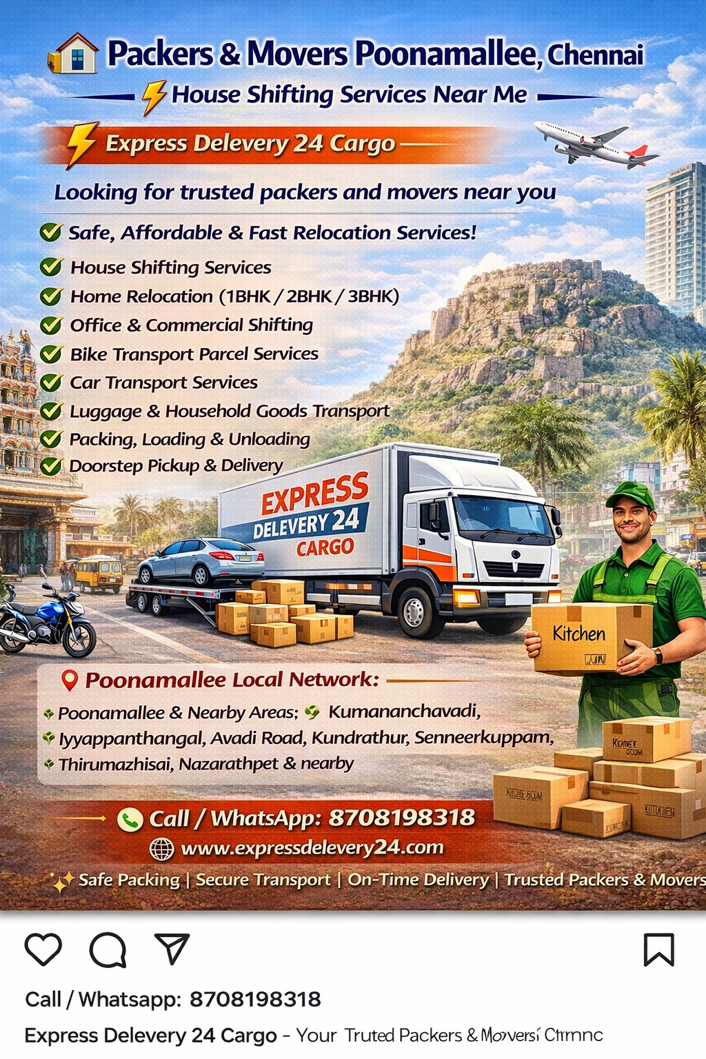 Packers and Movers Poonamallee, 8708198318 | House Shifting Services Near Me