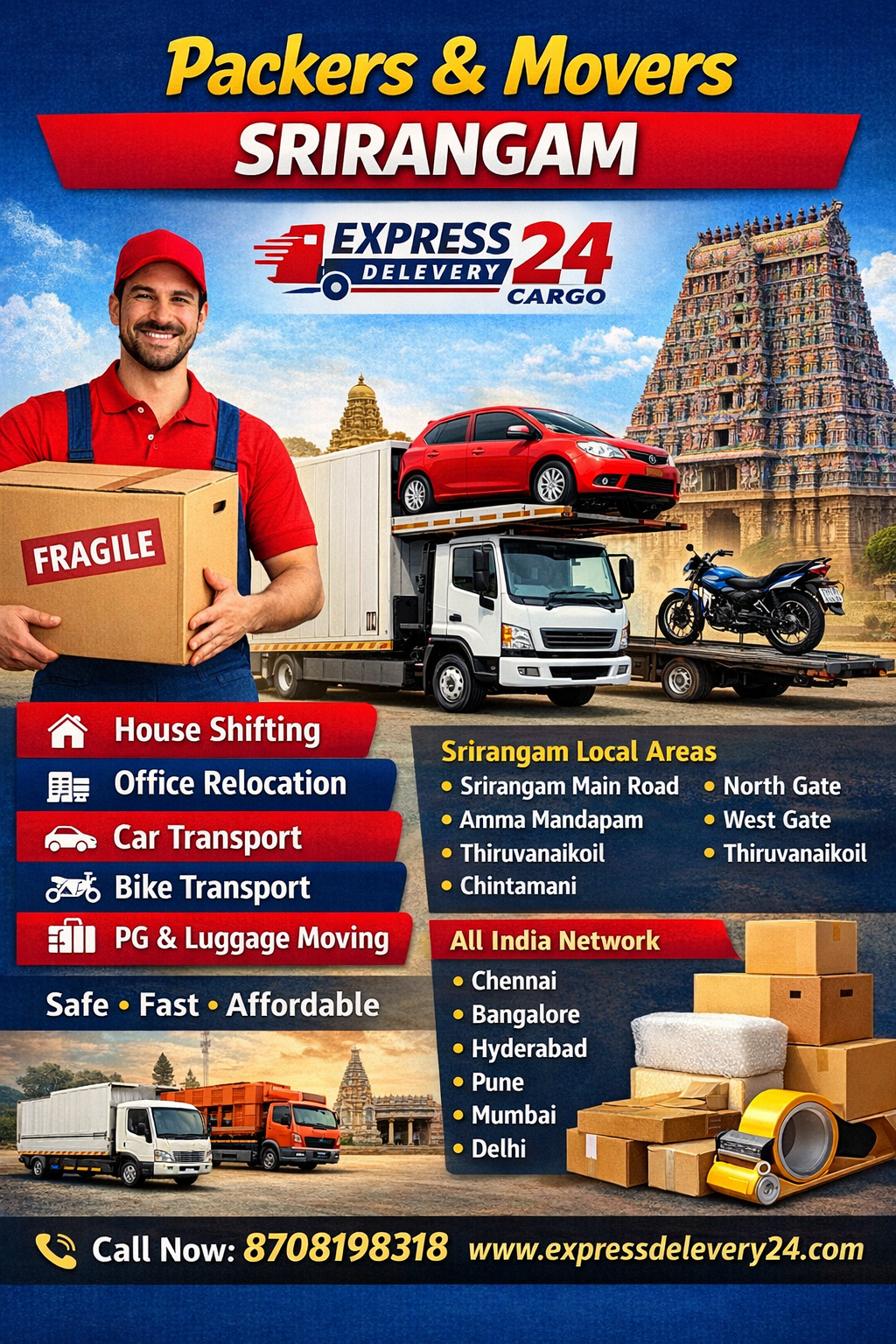 PACKERS AND MOVERS IN SRIRANGAM, 8708198318 TAMIL NADU - Porter for House Shifting Services 