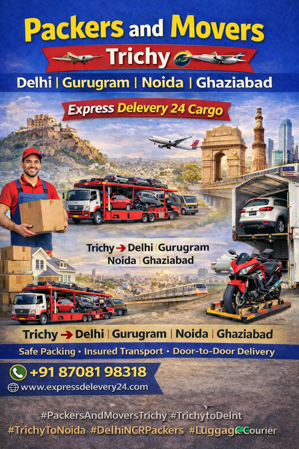 Packers and Movers Trichy to Delhi NCR | Express Delevery 24 Cargo