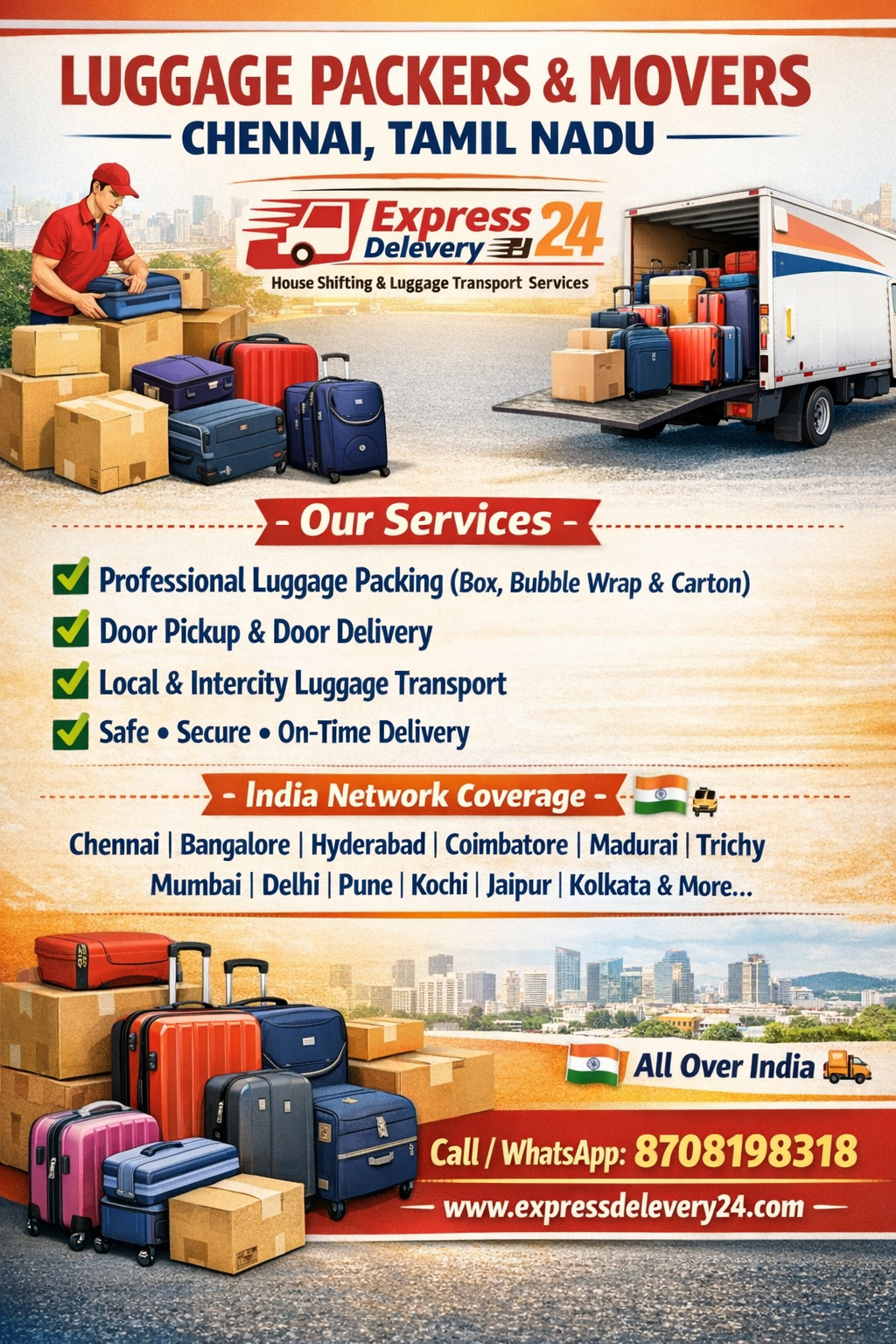 Packers and Movers in Adambakkam, 8708198318 | House Shifting Services Near me – Express Delevery 24 Cargo