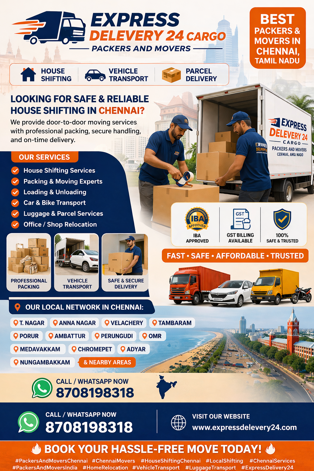 Best Packers and Movers in Chennai, 8708198318 | House Shifting Services – Express Delevery 24 Cargo