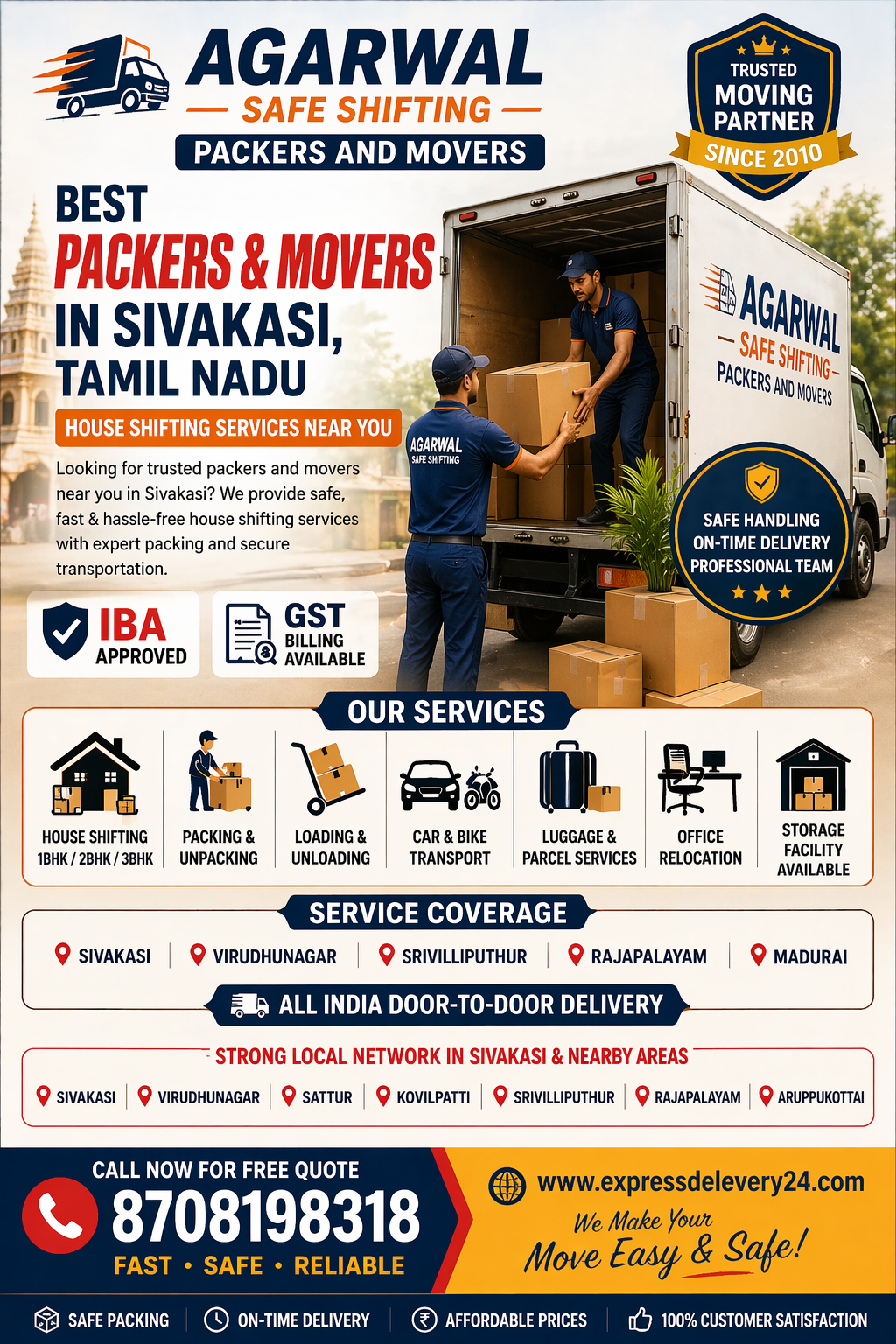 Best Packers and Movers in Sivakasi, 8708198318 Tamil Nadu | House Shifting Services Near Me – Agarwal Safe Express