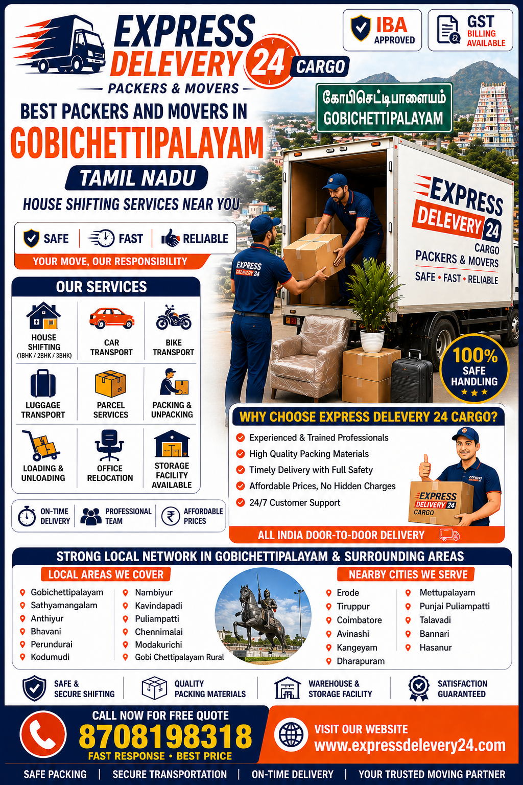 Packers and Movers in Gobichettipalayam, 8708198318 Tamil Nadu | House Shifting Services Near Me – Agarwal Safe Express