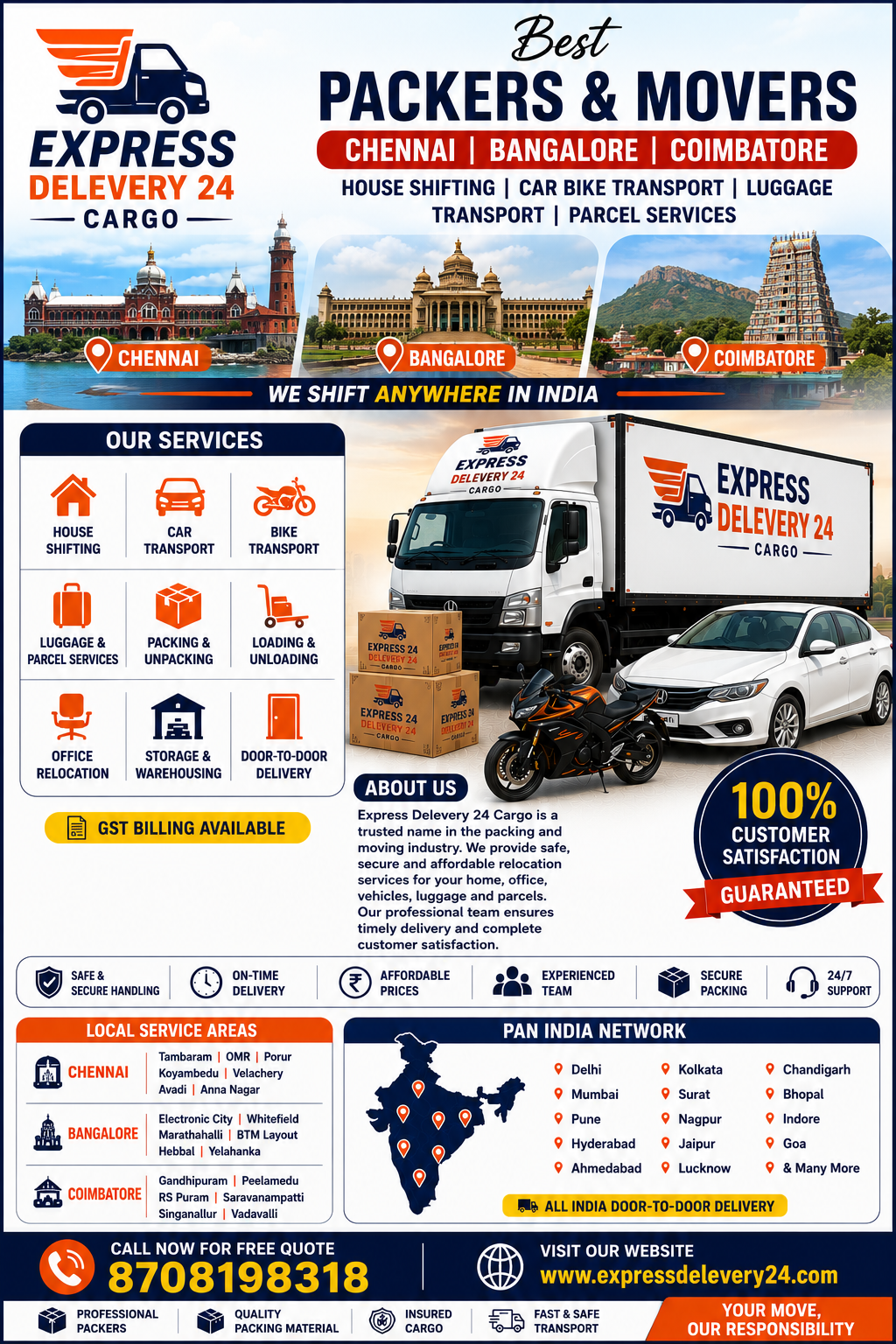 Best Packers and Movers - Chennai Bangalore Coimbatore - House Shifting & Transport Services