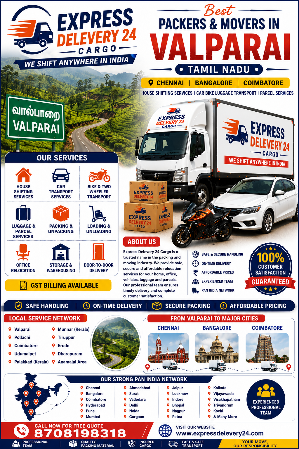 Packers and Movers in Valparai, 8708198318 | House Shifting Services Near Me