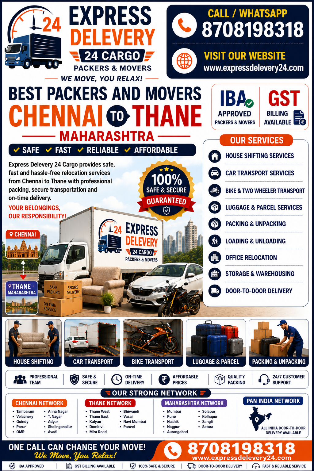 Best Packers and Movers Chennai To Thane, Maharashtra | House Shifting Services – Gati Express Delevery 24 Cargo