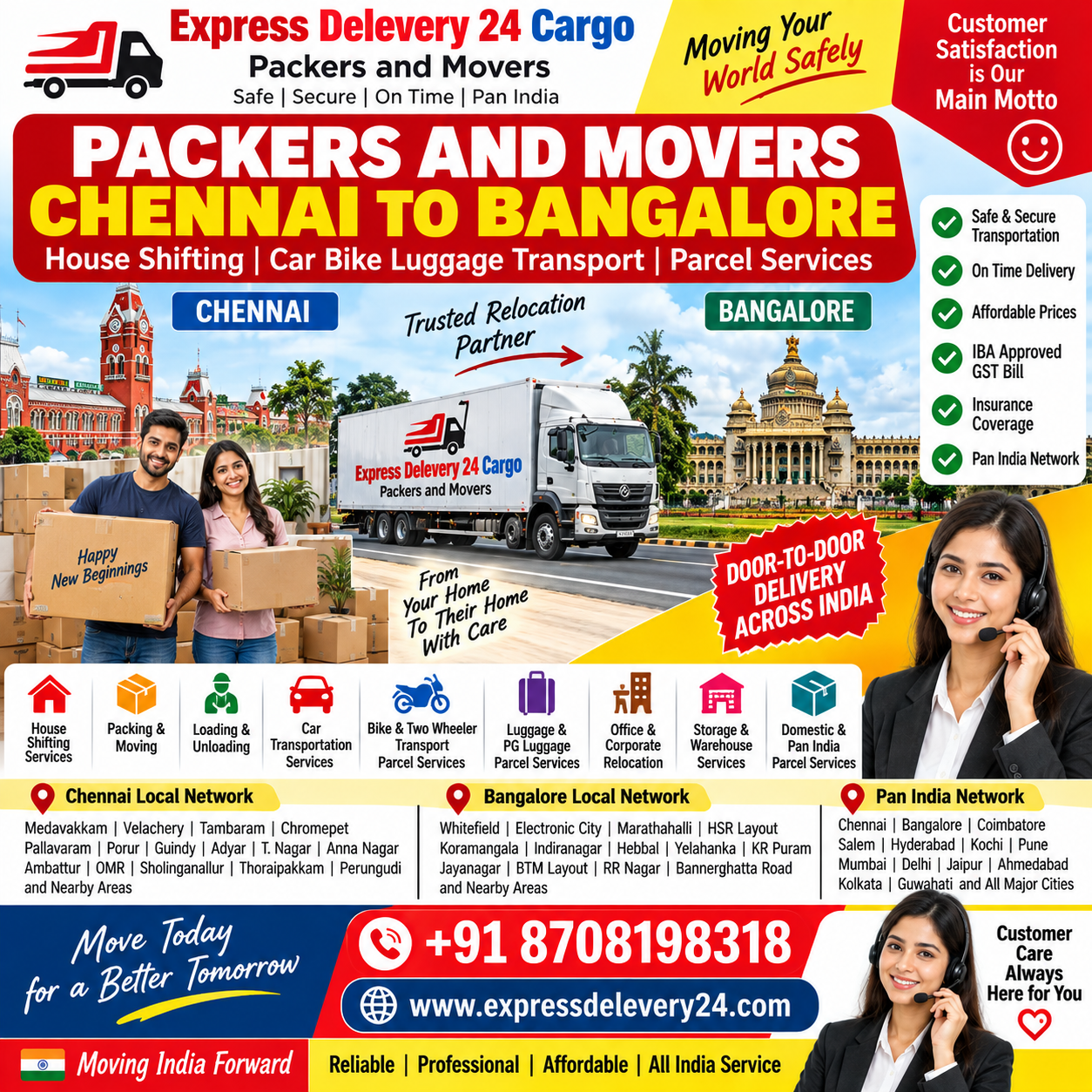 Luggage Transport Chennai To Bangalore, 8708198318 Karnataka 