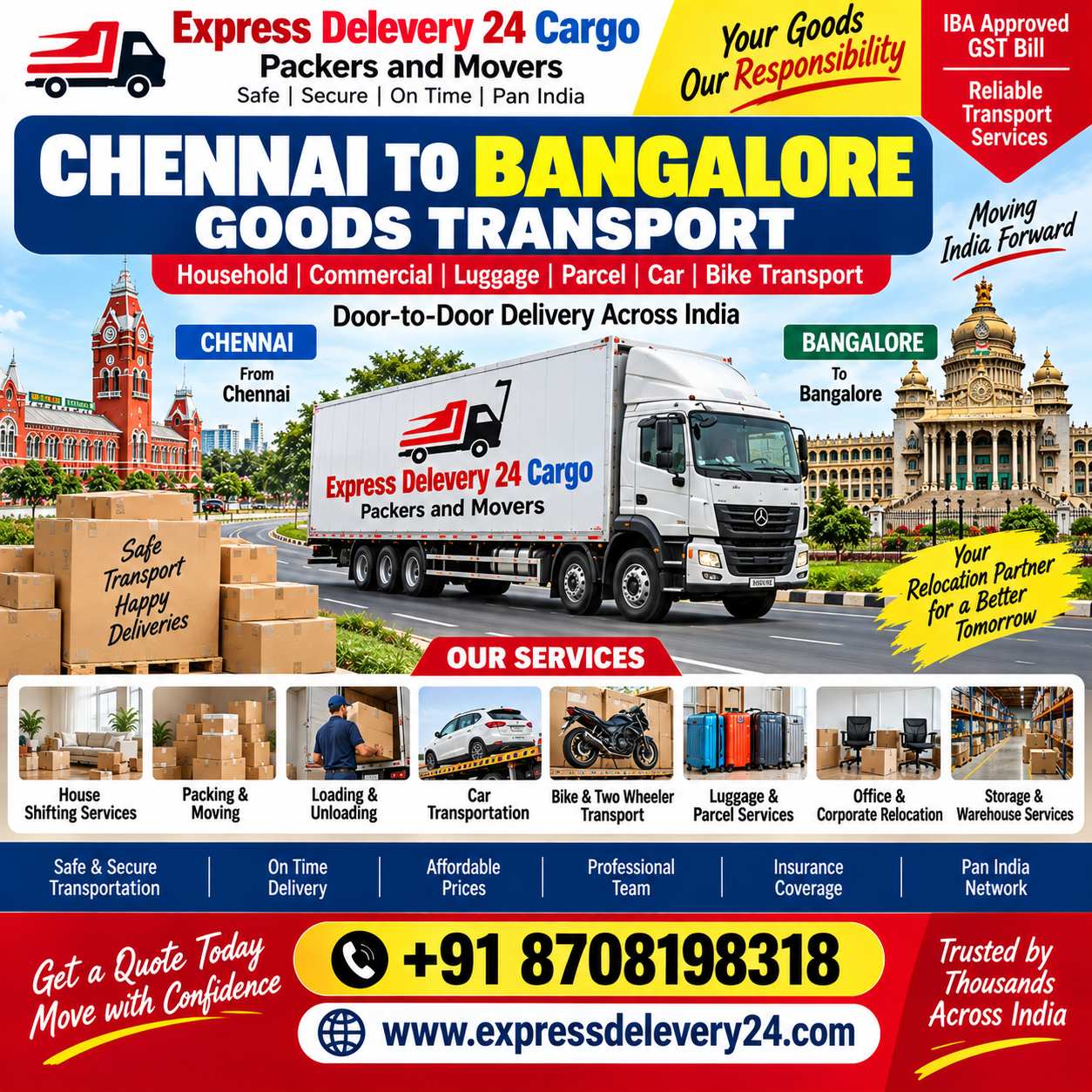 Goods Transport Chennai To Bangalore, 8708198318 Karnataka 