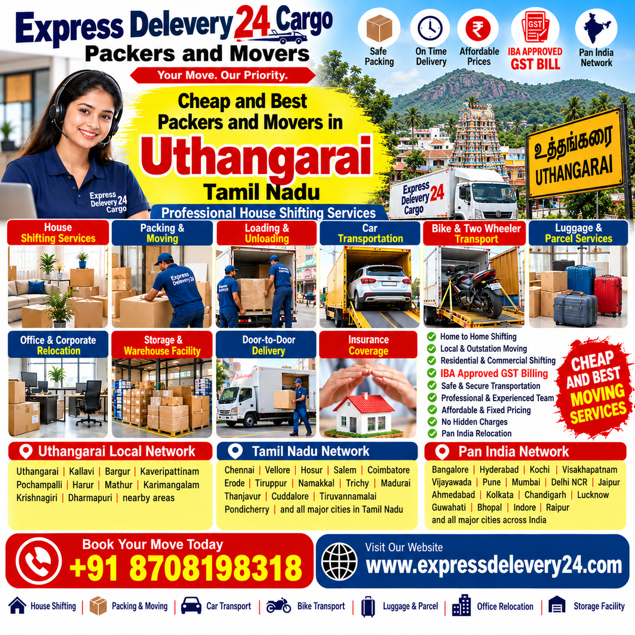 Best Packers and Movers Uthangarai, 8708198318 Tamil Nadu | House Shifting Services Near me - Car Bike & Luggage Transport 