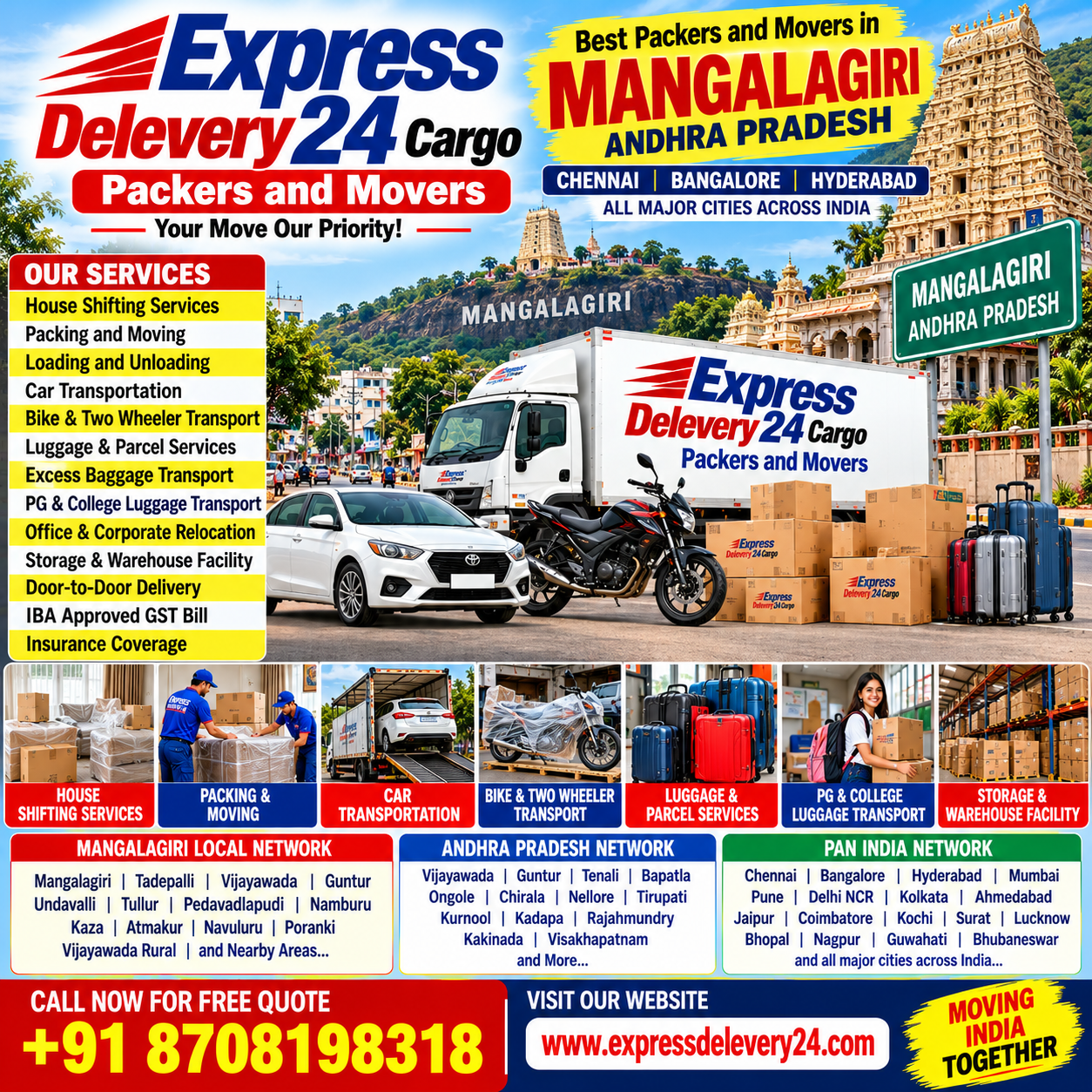 Best Packers and Movers in Mangalagiri, 8708198318 Andhra Pradesh | House Shifting, Car Bike & Luggage Transport | Express Delevery 24 Cargo